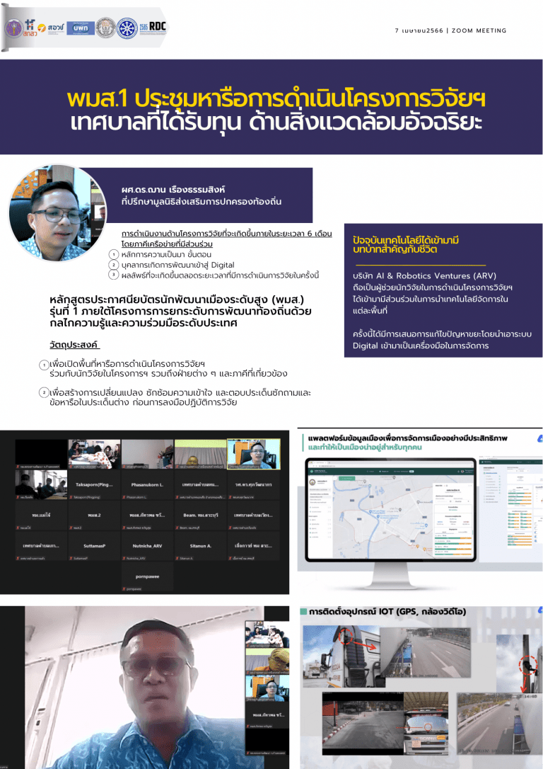 พมส.1 ประชุมหารือการดำเนินโครงการวิจัยฯ เทศบาลที่ได้รับทุน ด้านสิ่งแวดล้อมอัจฉริยะ