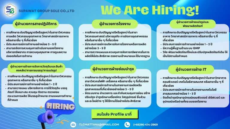เปิดรับเพื่อนร่วมงานที่มีความสนใจ และทำงานร่วมกัน ในตำแหน่งงานของบริษัท SUPAWAT GROUP SOLE.CO.,LTD จำนวน 48 ตำแหน่ง